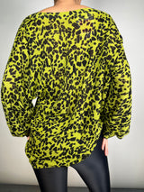 Sweater Green Animal Print