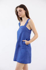 Vestido Corto Franjas Lino