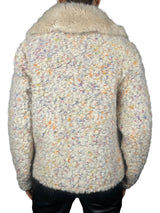 Chaqueta de Lana Bouclé con Cuello de Pelo