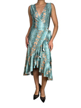 Vestido Wrap Snake Turquesa
