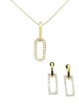 Set Collar y Aros Dorados con Brillos