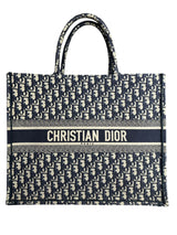 Dior Book Tote Large en Ecru y Azul