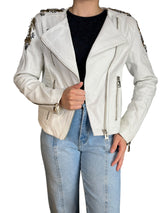 Chaqueta Biker Blanca Cuero