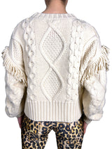 Sweater Tejido Trenzado con Flecos