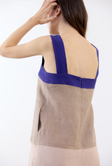 Vestido Corto Franjas Lino