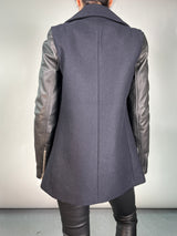 Abrigo Lana Mangas de Cuero