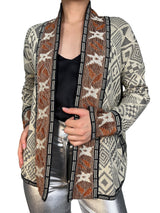 Sweater Abierto Fibras Metalizadas