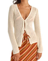 Sweater Seashell Tie Front Top