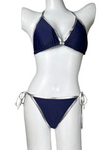 Bikini Triángulo Tiras Plateadas