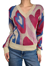 Sweater Corazones Fibras Metalizadas