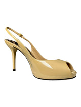 Sandalias Patent Peep-Toe Slingback Pumps