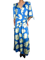 Vestido Wrap Azul Estampado