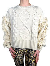 Sweater Tejido Trenzado con Flecos