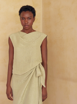 Top Drapeado Corrugado Seda Lino