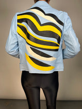 Chaqueta Cuero Celeste