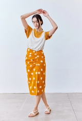 Falda Lápiz Recogida Algodón Ikat