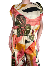 Set Floreado Naranja Con Amarillo