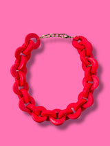 Collar Cadenas Rosado Fluorescente
