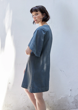 Vestido Corto Manga Amplia Algodón