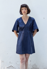 Vestido Corto Manga Amplia Algodón