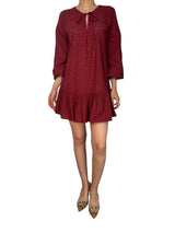 Vestido Bordado Burdeo