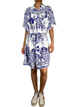 Vestido Cinturón Estampado Azul