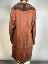 Abrigo Cuero Cuello Piel Desmontable