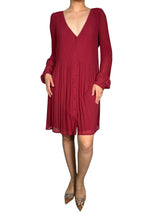 Vestido Plisado Burdeo