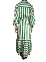 Vestido Maxi Blanco Con Lineas Verdes