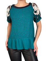 Blusa Bordada Con Aplicaciones