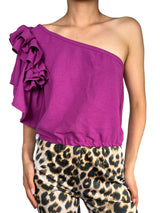 Top Un Hombro Magenta
