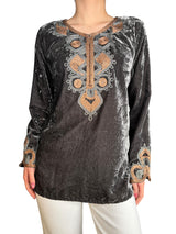 Blusa Velvet Bordada