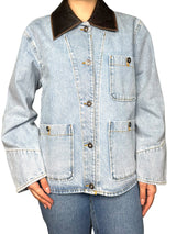 Chaqueta Denim Cuello cuero de Cordero