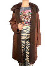 Abrigo Cuero Cuello Piel Desmontable