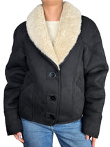 Chaqueta Efecto Ante Negra