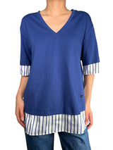 Polera Azul Dos Telas