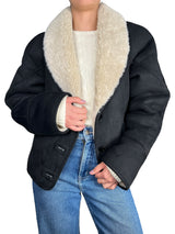 Chaqueta Efecto Ante Negra