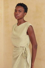 Top Drapeado Corrugado Seda Lino