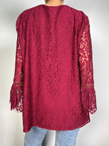Blusa Encaje Burdeo Plus Size
