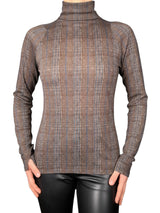 Polera cuello alto estampado escocés