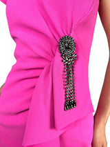 Vestido Gaff Abito Poly Crepe Fucsia