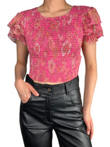 Crop Top con Mangas de Vuelo