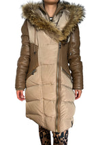 Parka Mangas de Cuero Cuello Mapache