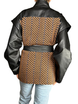 Chaqueta Cuero Vegano y Jacquard