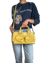 Cartera Tote Pocket Mediano Amarillo Topacio Cuero