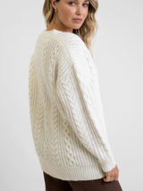 Sweater V Neck Cable Ivory
