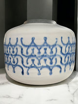 Jarrón Blanco Detalles Azules