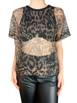 Polera Tejida Traslúcida Animal Print