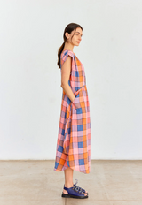 Vestido Suelto Cuadros Lino