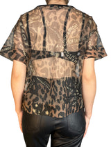 Polera Tejida Traslúcida Animal Print